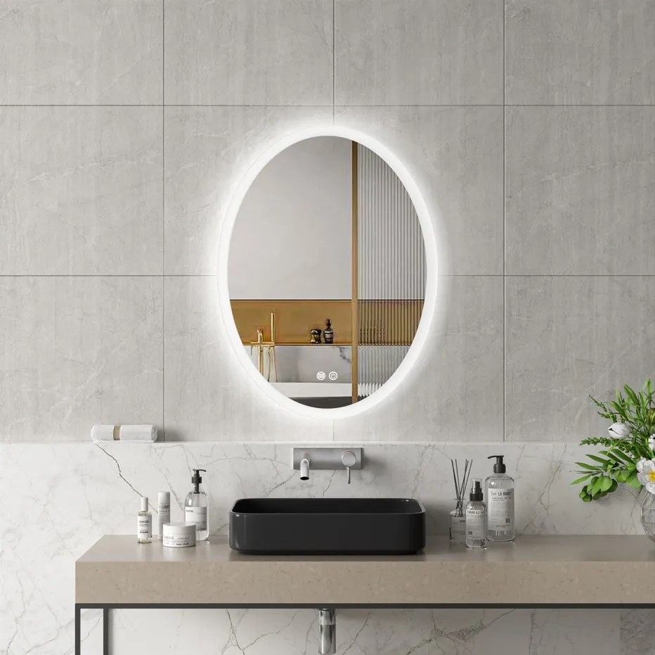 Erga Paola, oválne LED zrkadlo 60x80cm, 2070 lm, 3 farby svetla, predné a zadné osvetlenie, ERG-V01-302-6080-00