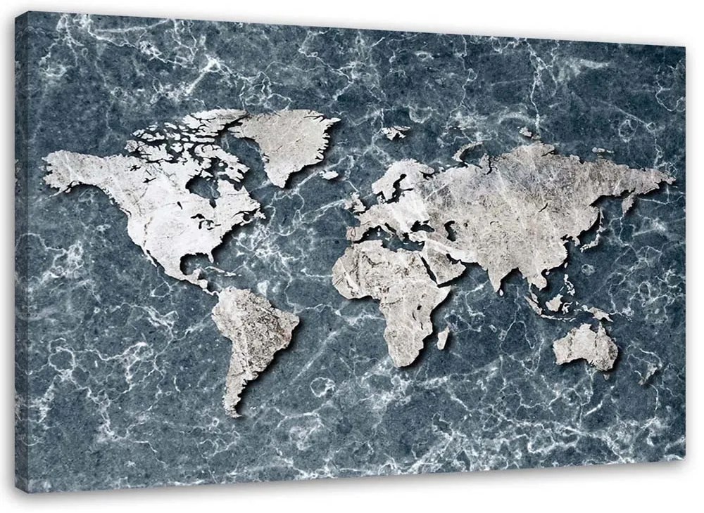 Gario Obraz na plátne Mapa sveta na mramore Rozmery: 120 x 80 cm