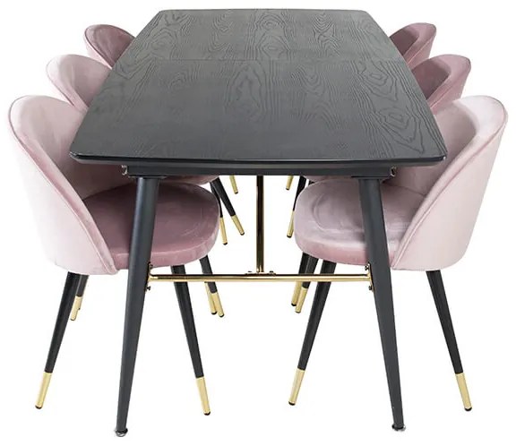 Gold Velvet stolová súprava čierna/ružová