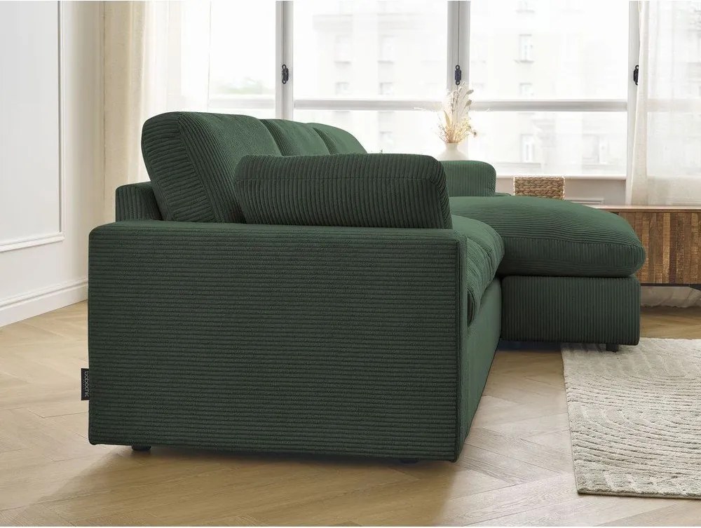 Zelená menčestrová rohová pohovka Belair – Bobochic Paris