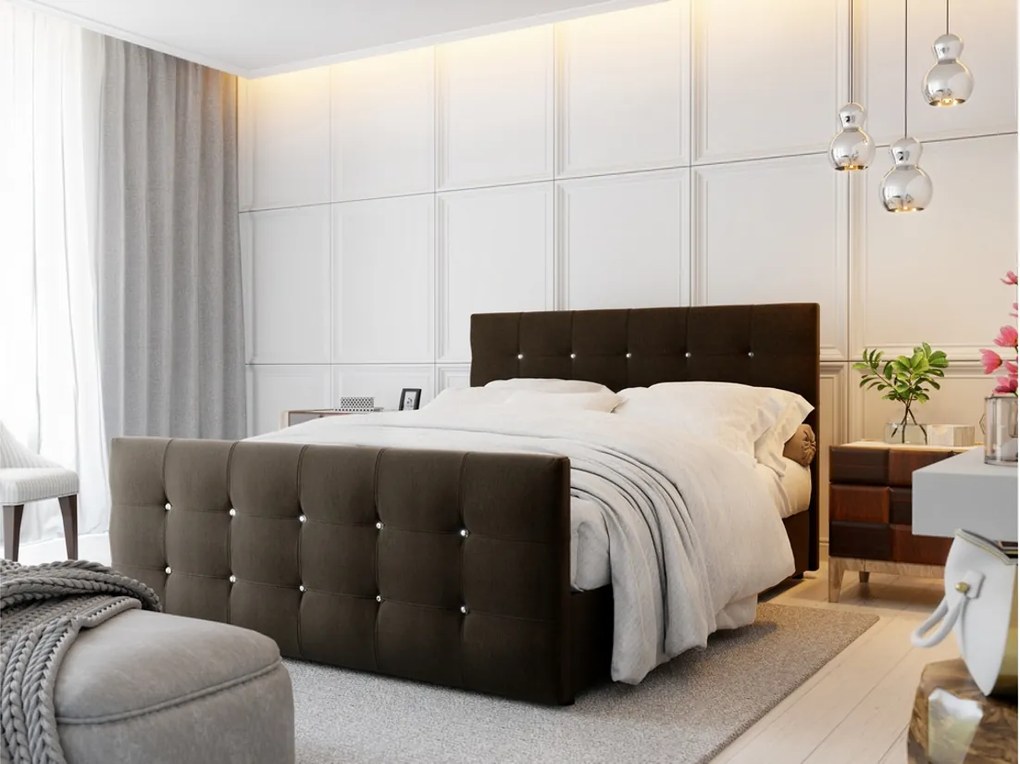 Čalúnená posteľ boxspring NAOMI + topper, 180x200, cosmic 160