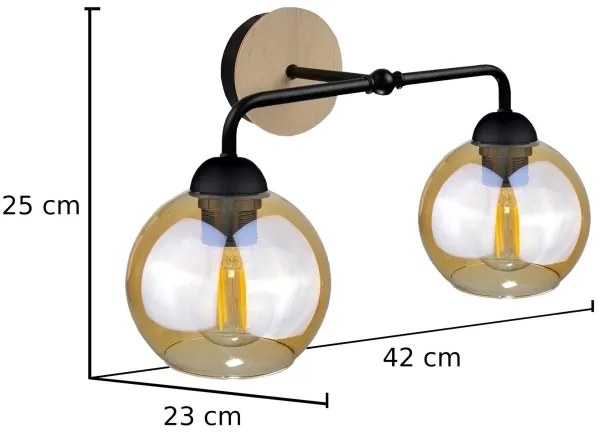 Nástenné svietidlo MELLE WOOD 2xE27/60W/230V