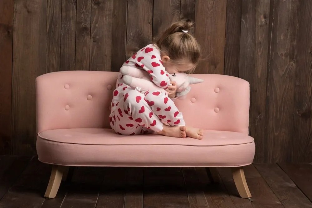 Detská sedačka ľanová púdrovo ružová 17 cm a 25 cm Drevo