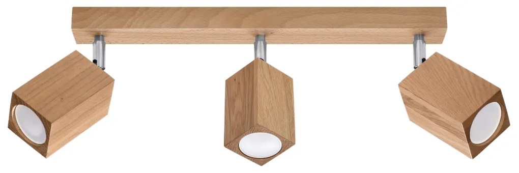 Bodové svietidlo Keke, 3x drevené tienidlo, (možnosť polohovania)
