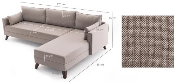 Rohová sedacia súprava do L KORFU, krémová, pravá