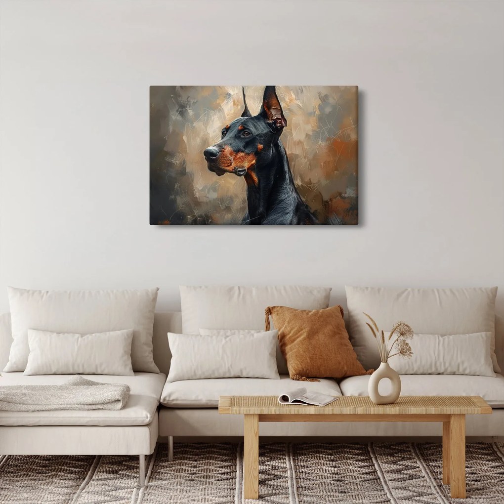Obraz - Portrét Dobermana (90x60 cm)