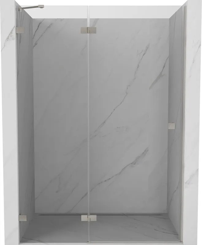 Mexen, Mexen Lunar ľavé výklopné sprchové dvere 130 cm, transparentné, brúsený nikel - 834-130-000-97-00-L