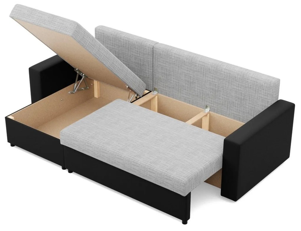 Rohová rozkladacia sedacia súprava LUNA Sivá/čierna