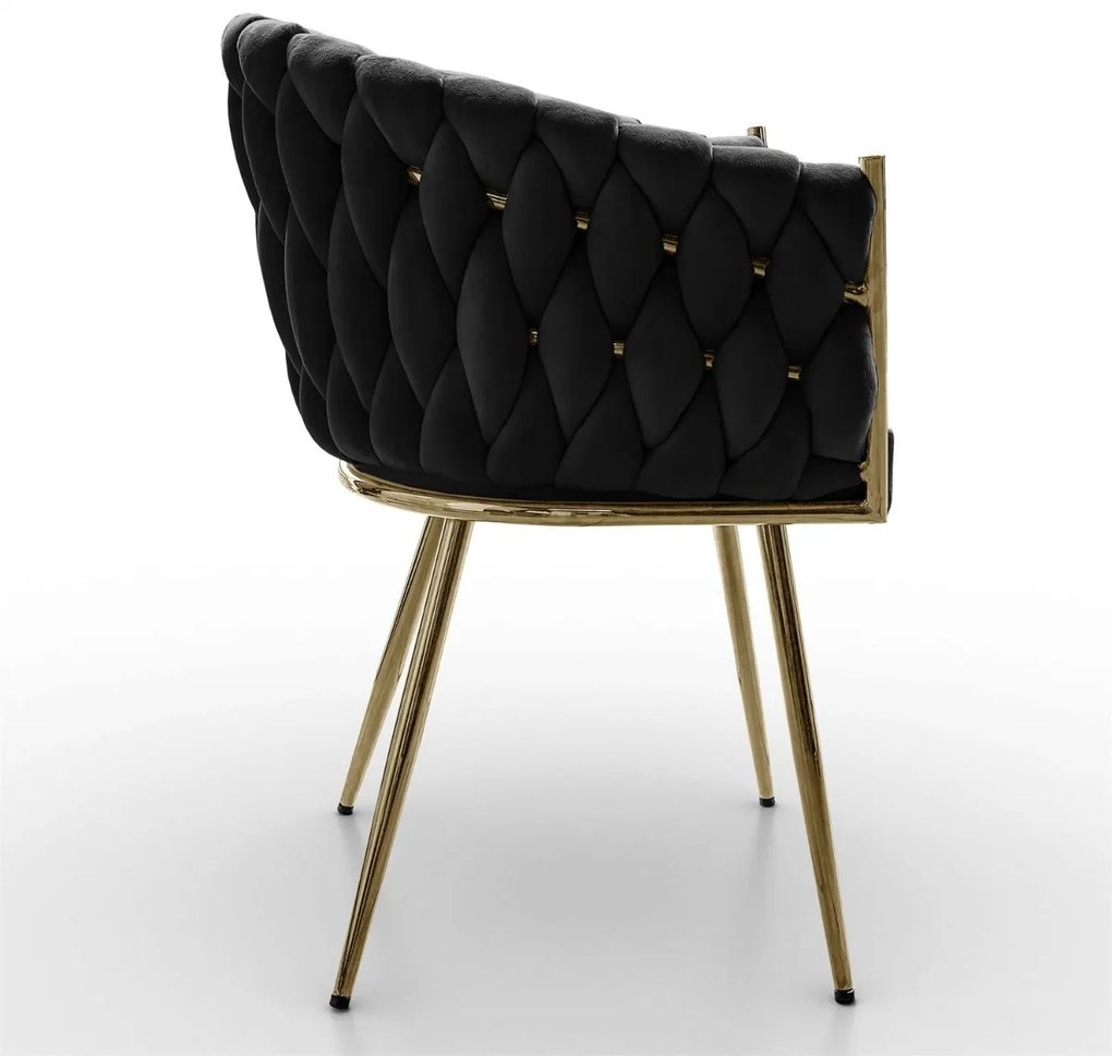 DIZAJNOVÁ STOLIČKA SHELLY ČIERNY ZAMAT + ZLATÁ