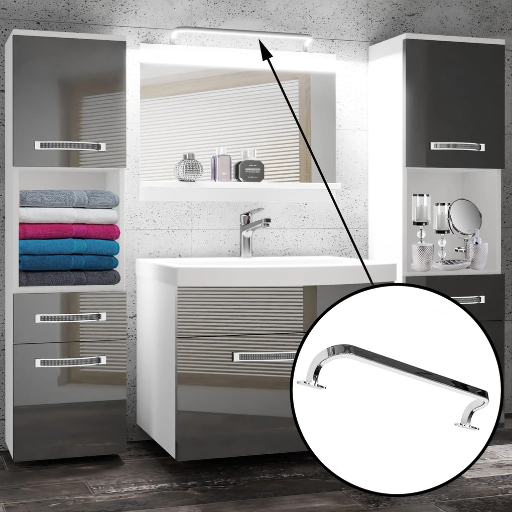 Kúpeľňový nábytok Belini Premium Full Version biely lesk + umývadlo + zrkadlo + LED osvetlenie Glamour 81