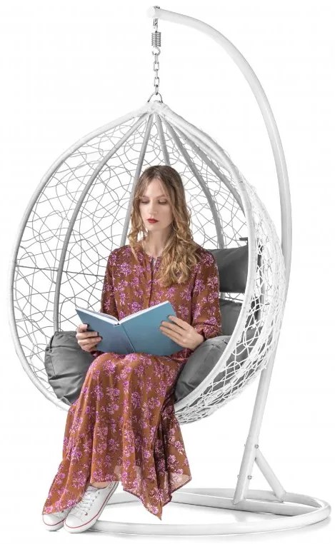 AKCIA Biele závesné kreslo KOKON bez stojanu II. akosť