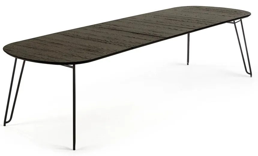 Tmavohnedý rozkladací jedálenský stôl s doskou v dekore jaseňového dreva 100x170 cm Milian – Kave Home