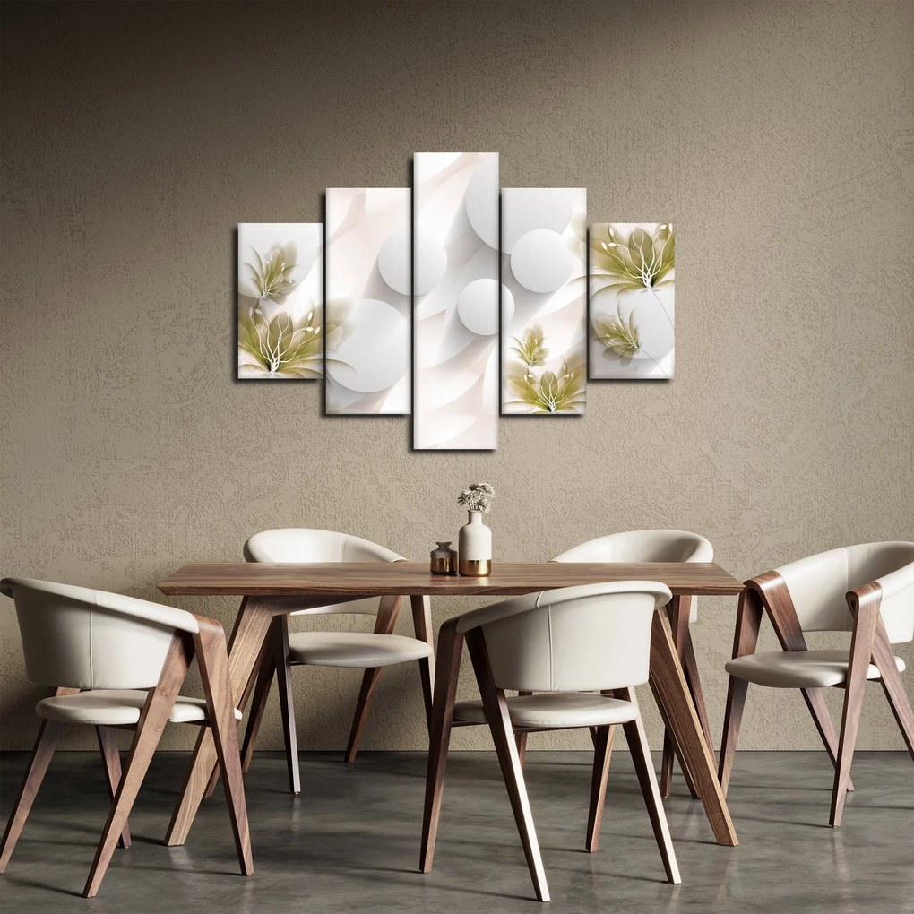 Obraz - 3D kruhy s kvetinami (150x105 cm)