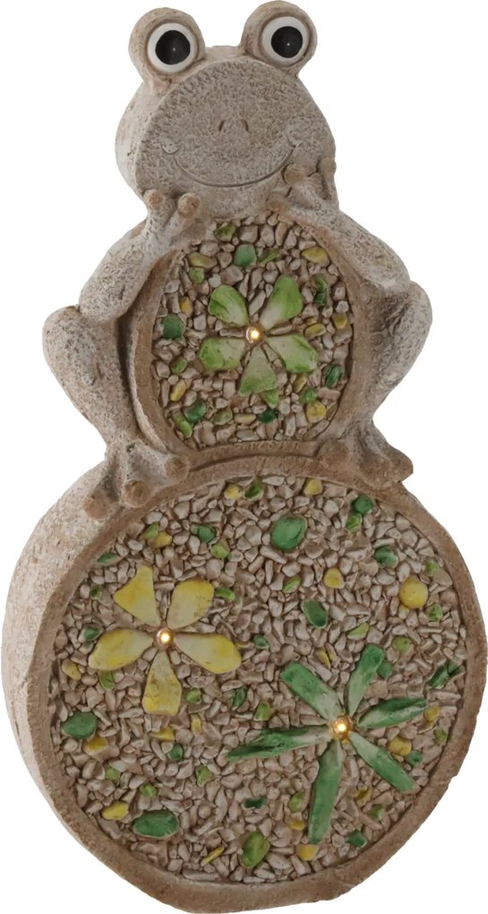 ZÁHRADNÁ FIGÚRKA – ŽABA NA KAMENI, PLOCHÁ, 25 x 9 x 49 CM, LED *7331