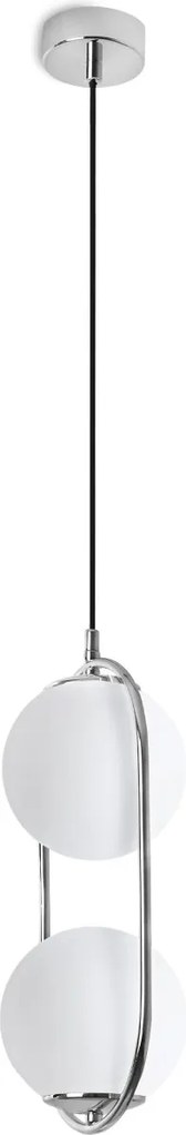 Závesné svietidlo Florence, 2x biele sklenené tienidlo, ch, U