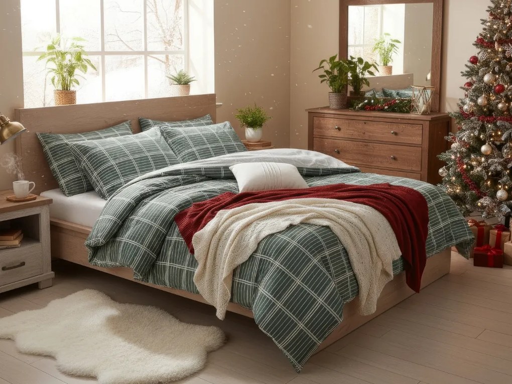 Obliečky z Renforcé bavlny FIOREA zelené Rozmer obliečky: 2 ks 70 x 90 cm | 200 x 220 cm