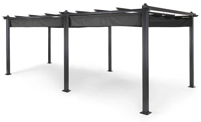 Pantheon, pergola, prístrešok, 3 x 6 m, hliník, strieška proti slnku, polyester, sivá