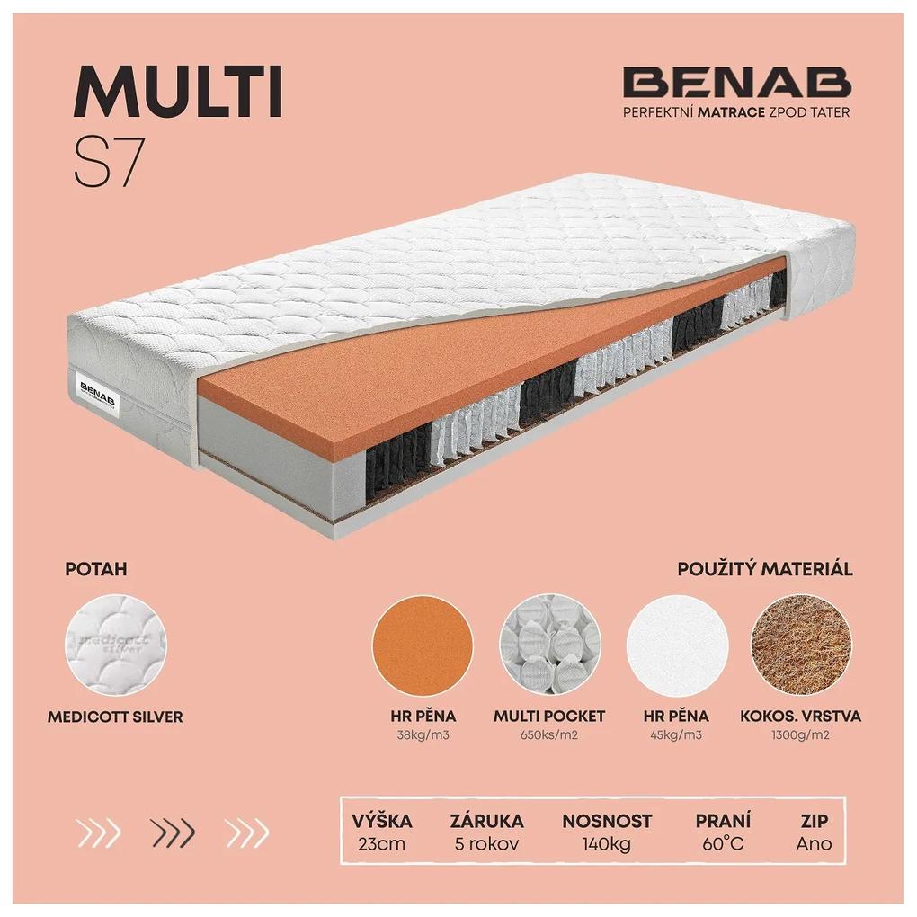 BENAB MULTI S7 tuhý taštičkový matrac (vysoká nosnosť) 100x200 cm Poťah Medicott Silver