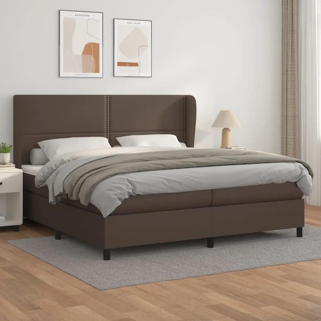 Boxspring posteľ s matracom hnedá 200x200 cm umelá koža 3128994