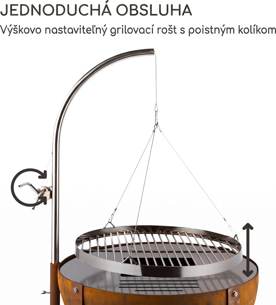 Blumfeldt Blum Fire Globe, ohnisko s grilom, Ø 60 cm, oceľ