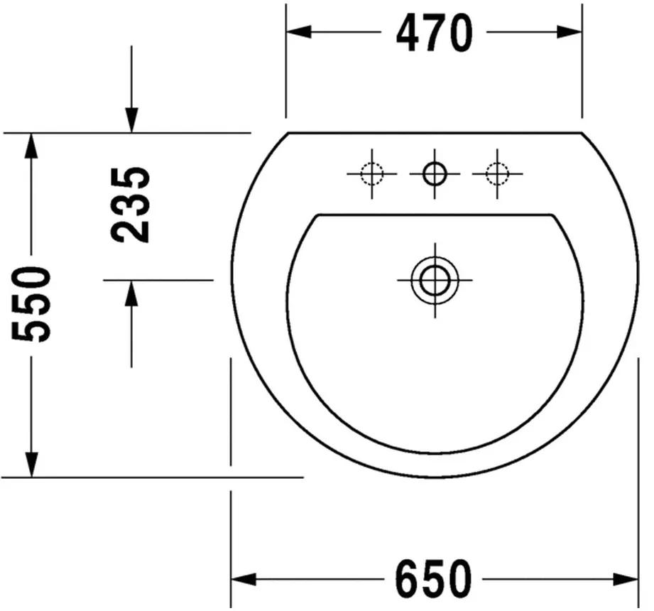 Duravit Darling New - Umývadlo s prepadom 650x550 mm, biela 2621650000