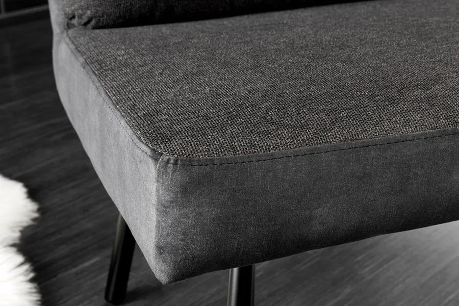 Sedacia lavička BIG GEORGE 160 cm – kombinácia vláknovej látky a velvetu, antracitová