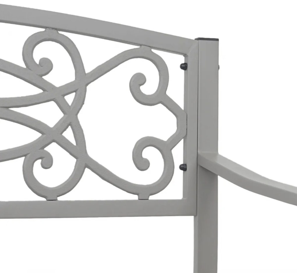 Záhradná lavička HWC-F44, 2-miestna oceľ s práškovým nástrekom - sivá