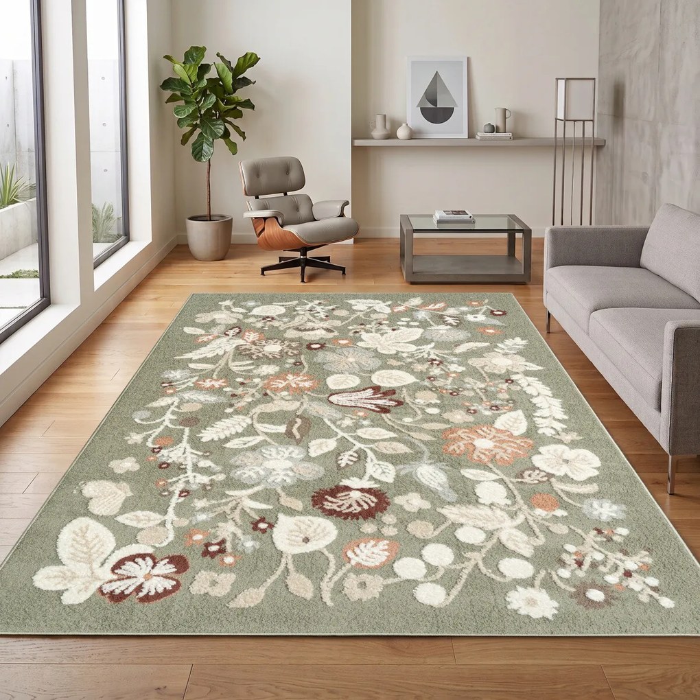 Angel Carpet, Kusový koberec Aurora 25 Green, 80x150, zelená, kancelária