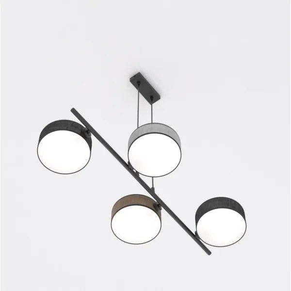 Závesný luster DRUMZ na lane 4xE14/10W/230V čierna/hnedá/sivá