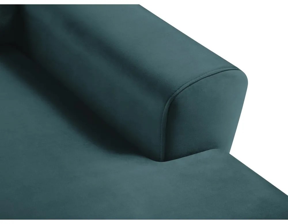 Zamatová rozkladacia/s úložným priestorom rohová pohovka v petrolejovej farbe (pravý roh/s leňoškou) Kyoto – Cosmopolitan Design