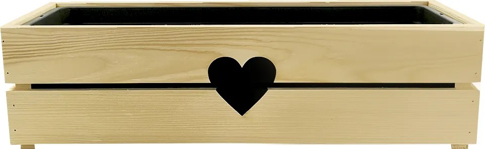 AMADEA Drevený obal na kvetináč so srdcom, 62x21,5x17cm Český výrobok