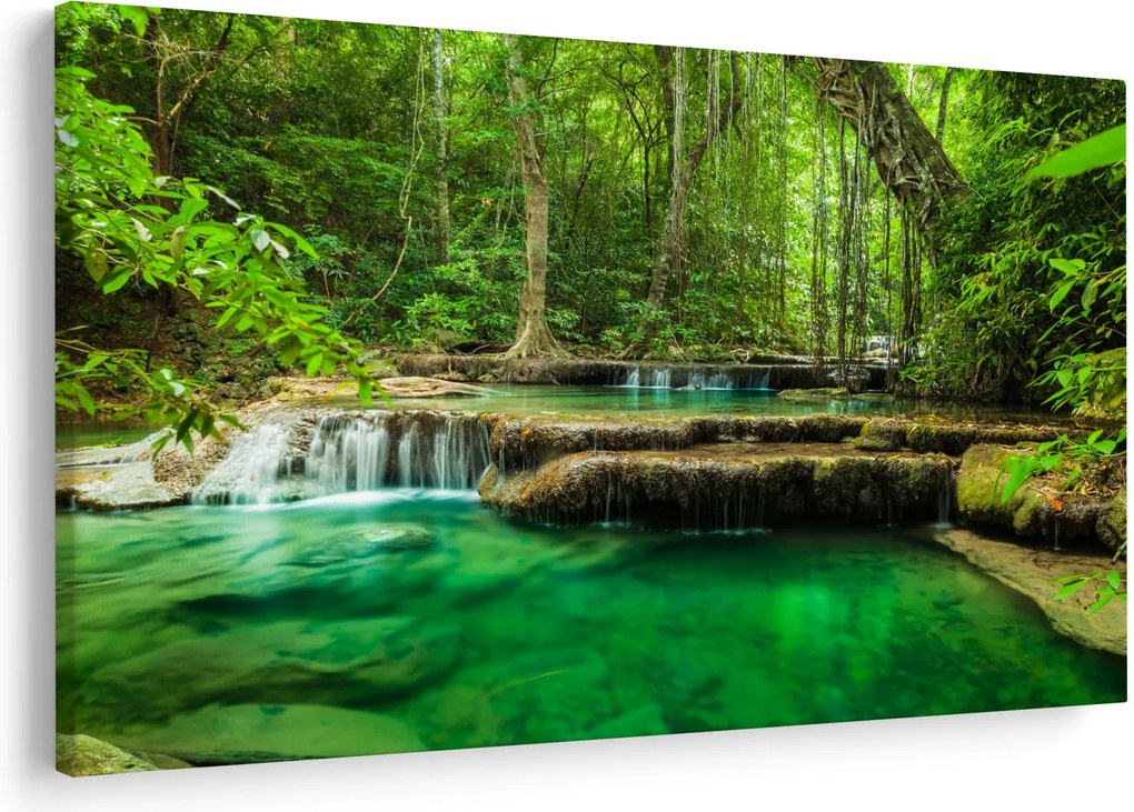 Obraz - Vodopád Erawan v Kanchanaburi, Thajsko (90x60 cm)