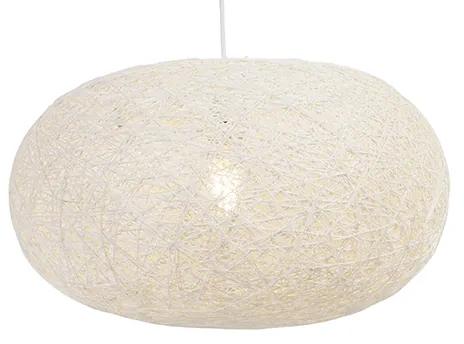 Vidiecka závesná lampa biela 50 cm - Corda Flat