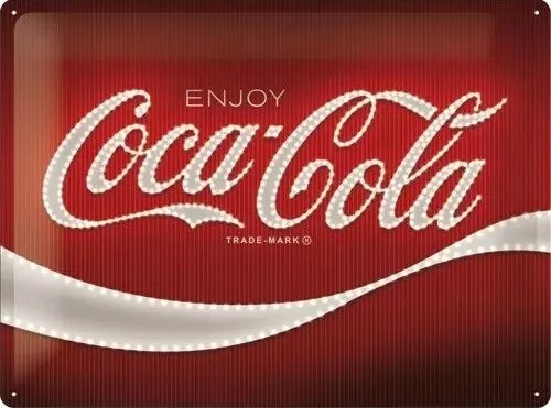 Plechová ceduľa Coca-Cola - Logo - Red Lights, (40 x 30 cm)