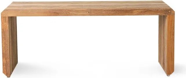 Prírodná drevená teaková lamelová lavica Slatted - 96*43*38 cm