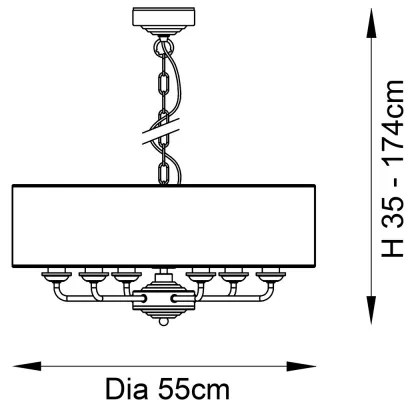 Endon 98933 - Luster na reťazi HIGHCLERE 6xE14/40W/230V biela/mosadz