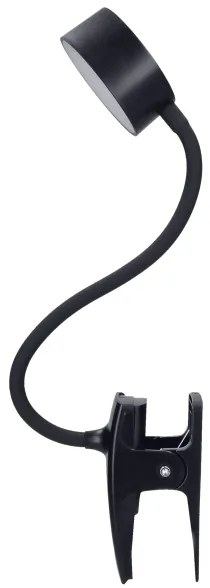 Solight WO3001-B-LED Stm. flexib. lampa s klipom LED/2W/5V 3000/4000/6500K čierna