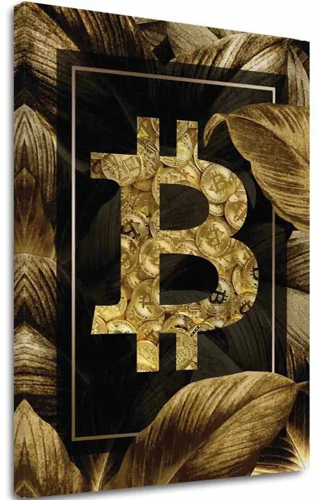 Obraz na plátne Zlatý Bitcoin - Moderný Kryptomotív