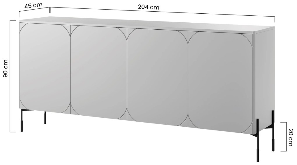 Komoda Sonatia 200 cm - kašmírová