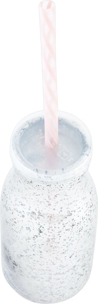 Strieborná sklenená fľaša na slamku bez slamky - Ø 6*14 cm / 0,2 L
