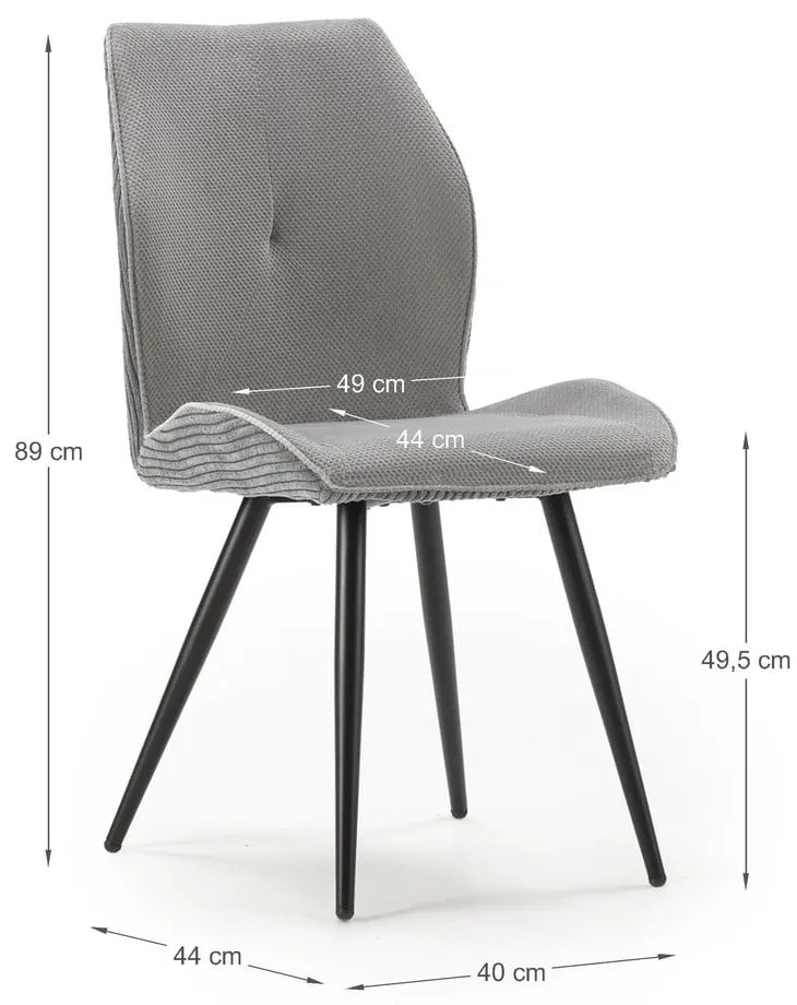 Svetlosivé menčestrové jedálenské stoličky v súprave 2 ks Adaya – Marckeric