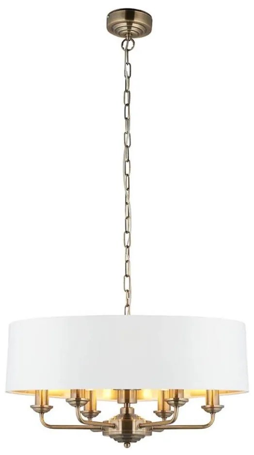 Endon 98933 - Luster na reťazi HIGHCLERE 6xE14/40W/230V biela/mosadz