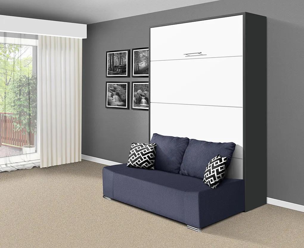 Nabytekmorava Sklápacia posteľ s pohovkou VS 21058P 200x160 farba pohovky: Modrá, Typ farebného prevedenia: Orech lyon / dvere orech lyon