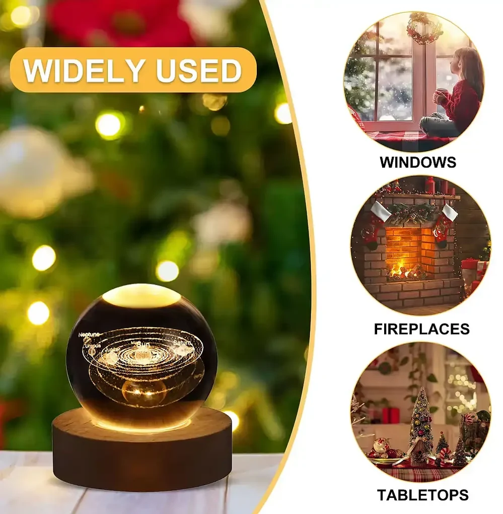 3D Visual KS-3D LP4 - 3D LED lampa krištáľová guľa - Slnečná sústava