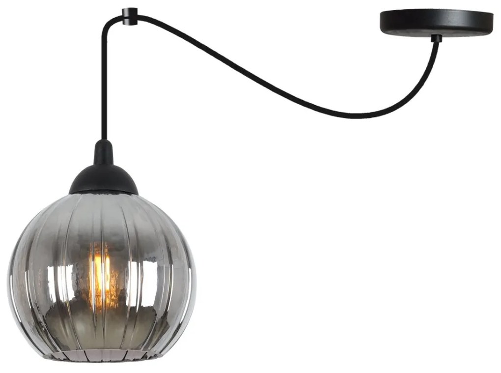 Závesné svietidlo Costa Spider, 1x grafitové sklenené tienidlo, b