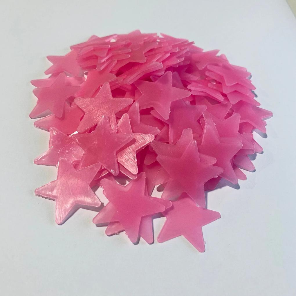 Fosforové plastové "Hviezdičky - ružové" 3cm 100ks