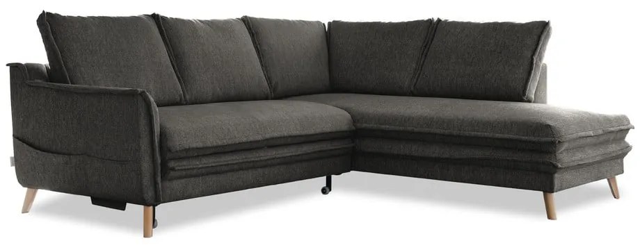 Tmavosivá rozkladacia rohová pohovka (pravý roh) Charming Charlie – Miuform