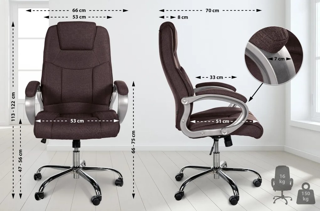 Design-Shop Kancelárska XXL stolička Apol látka - Hnedá
