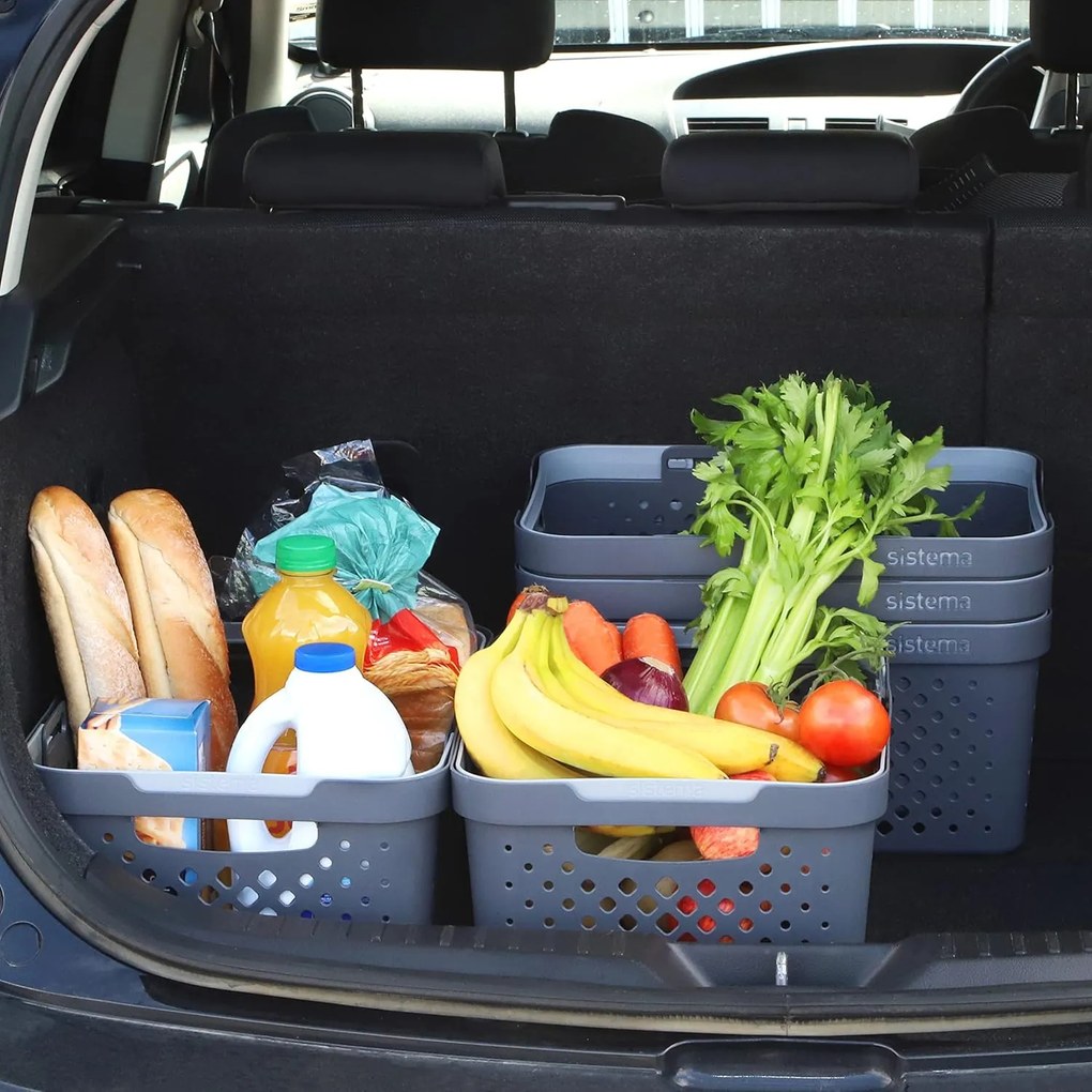 SISTEMA Multifunkčný košík s uchami, stohovateľný, antracit 41 x 29 x 19 (18,5l)