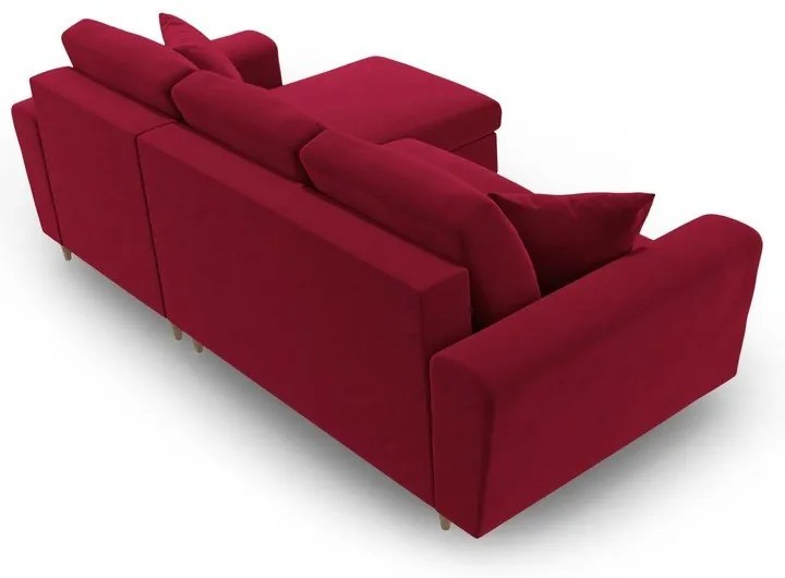 Červená zamatová rozkladacia/s úložným priestorom rohová pohovka Kyoto – Cosmopolitan Design